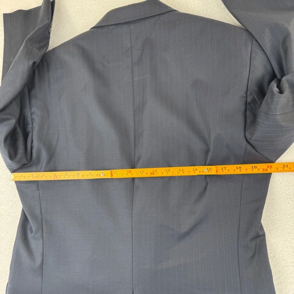 Lauren Ralph Lauren Blazer Mens 38R Navy Blue Pinstripe 100% Wool Suit Jacket